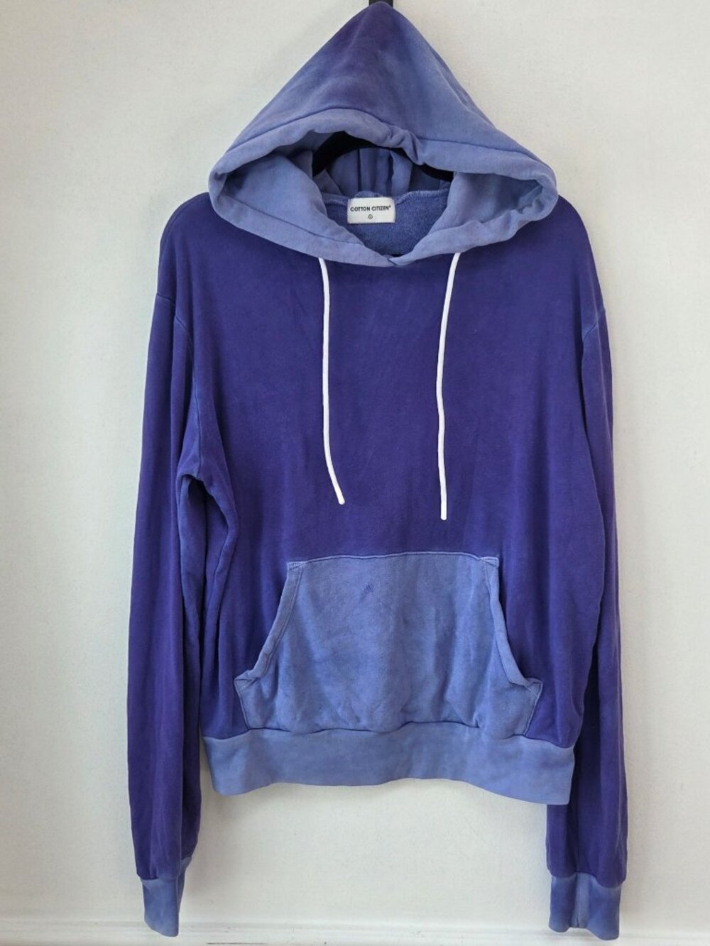 Cotton Citizen Blue Colorblocked Hoodie Oversize Hooded Sweatshirt Size L